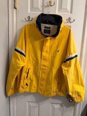 Nautica Bright Yellow Sailing Jacket with Navy Accents Size M